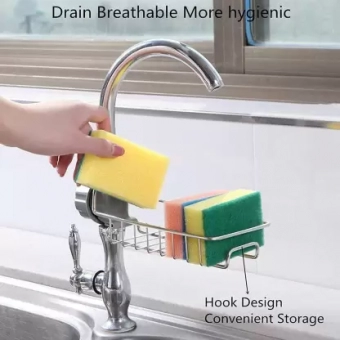 Faucet Rack Drain Rack with Sponge and Soap Holder